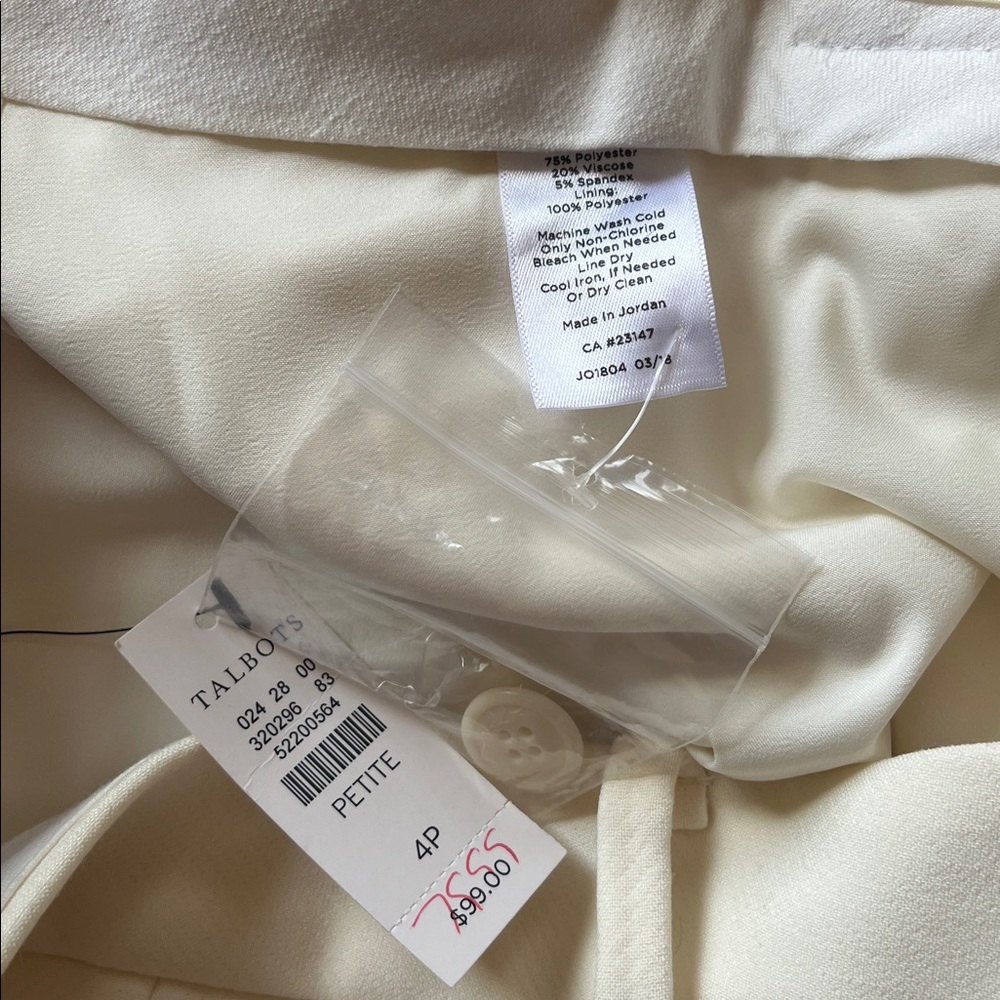 Talbots Hampshire Elegant Cream Pants - Picture 6 of 6